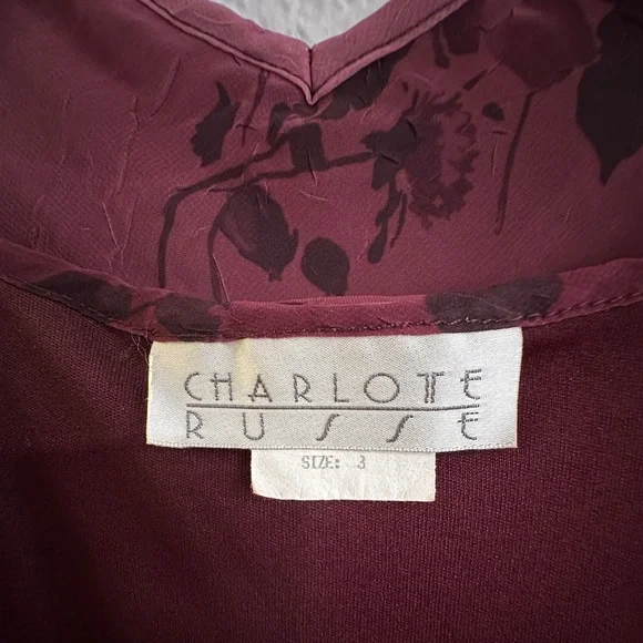 Charlotte Russe Floral Maxi Dress Burgundy Size 3 - Picture 15 of 16